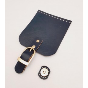 Çanta Aksesuar Gerçek Deri 21x12 cm Lacivert Renk Çanta Kapağı Light Gold Metalli