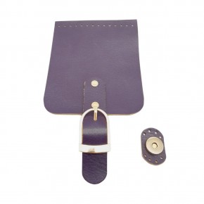 Çanta Aksesuar Gerçek Deri 21x12 cm Mor Renk Çanta Kapağı Light Gold Metalli