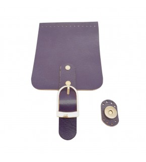 Çanta Aksesuar Gerçek Deri 21x12 cm Mor Renk Çanta Kapağı Light Gold Metalli