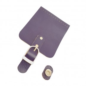 Çanta Aksesuar Gerçek Deri 21x12 cm Mor Renk Çanta Kapağı Light Gold Metalli