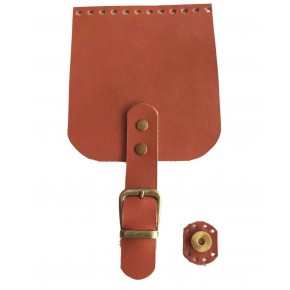 Çanta Aksesuar Gerçek Deri 21x12 cm Taba Renk Çanta Kapağı Antik Metalli