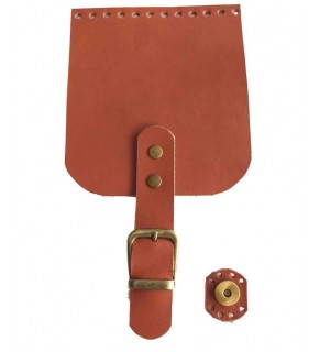 Çanta Aksesuar Gerçek Deri 21x12 cm Taba Renk Çanta Kapağı Antik Metalli