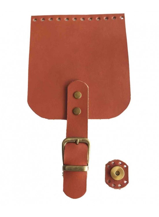 Çanta Aksesuar Gerçek Deri 21x12 cm Taba Renk Çanta Kapağı Antik Metalli