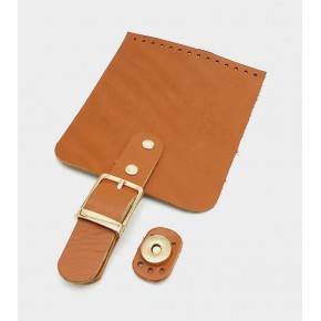 Çanta Aksesuar Gerçek Deri 21x12 cm Taba Renk Çanta Kapağı Light Gold Metalli