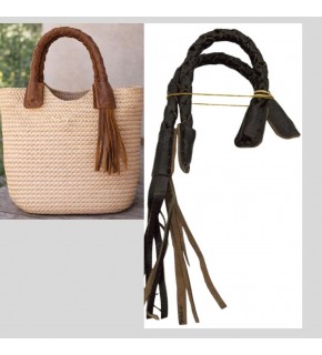 Çanta Aksesuar Gerçek Deri 45 cm Nova Model Koyu Kahve Renk Çift Çanta Sapı