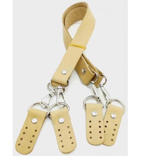 Çanta Aksesuar Gerçek Deri 55 Cm Ham (Doğal) Renk Çift Sap Misu Model (Gümüş Metal)