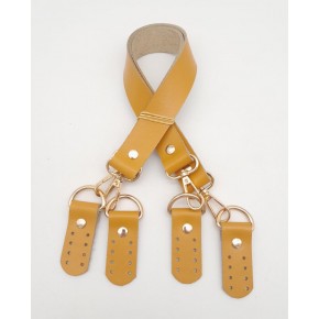 Çanta Aksesuar Gerçek Deri 55 Cm Hardal Sarı Renk Çift Sap Misu Model (Light Gold Metal)