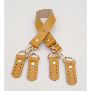 Çanta Aksesuar Gerçek Deri 55 Cm Hardal Sarı Renk Çift Sap Misu Model (Light Gold Metal)