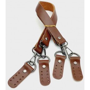 Çanta Aksesuar Gerçek Deri 55 Cm Kızıl Kahve Renk Çift Sap Misu Model (Füme Metal)