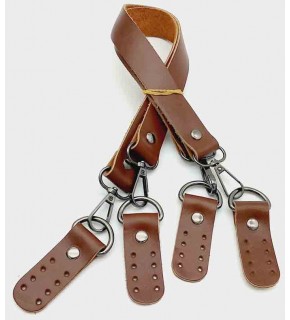 Çanta Aksesuar Gerçek Deri 55 Cm Kızıl Kahve Renk Çift Sap Misu Model (Füme Metal)