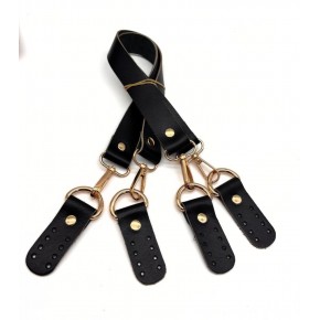 Çanta Aksesuar Gerçek Deri 55 cm Misu Model Çift Çanta Sapı Siyah Renk Light Gold Metal