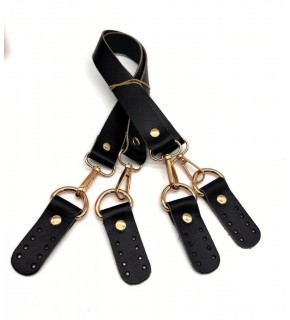 Çanta Aksesuar Gerçek Deri 55 cm Misu Model Çift Çanta Sapı Siyah Renk Light Gold Metal