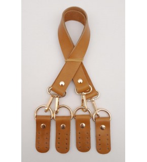 Çanta Aksesuar Gerçek Deri 55 Cm Misu Model Çift Sap Açık Taba Renk Light Gold Metal