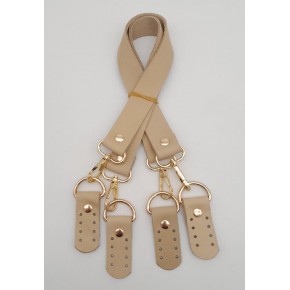 Çanta Aksesuar Gerçek Deri 55 Cm Misu Model Çift Sap Ham Renk Light Gold Metal