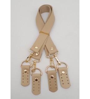 Çanta Aksesuar Gerçek Deri 55 Cm Misu Model Çift Sap Ham Renk Light Gold Metal