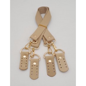 Çanta Aksesuar Gerçek Deri 55 Cm Misu Model Çift Sap Ham Renk Light Gold Metal