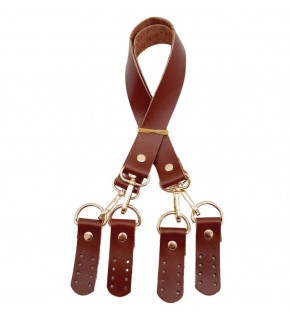 Çanta Aksesuar Gerçek Deri 55 cm Misu Model Çift Sap Kızıl Kahve Renk Light Gold Metal