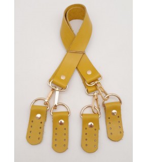 Çanta Aksesuar Gerçek Deri 55 Cm Misu Model Çift Sap Limon Küfü Renk Light Gold Metal