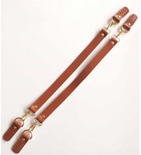 Çanta Aksesuar Gerçek Deri 55 Cm Misu Model Çift Sap Taba Gold Metal