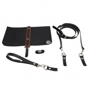 Çanta Aksesuar Gerçek Deri Ayarlı Saplı Abiye Cluch Çanta Seti Siyah Renk Gümüş Metalli