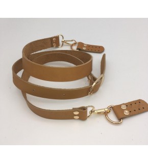 Çanta Aksesuar Gerçek Deri Ayarlı Uzun Sap 2.3X130 Açık Taba Light Gold Metal