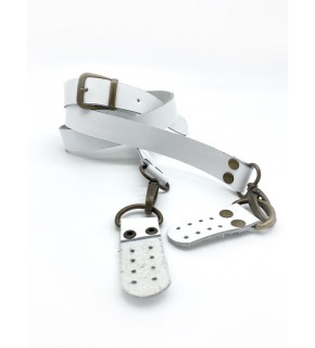 Çanta Aksesuar Gerçek Deri Ayarlı Uzun Sap 2.3X130 Beyaz Antik Metal