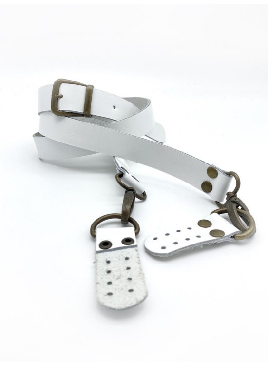 Çanta Aksesuar Gerçek Deri Ayarlı Uzun Sap 2.3X130 Beyaz Antik Metal