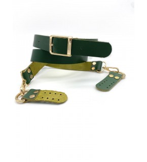 Çanta Aksesuar Gerçek Deri Ayarlı Uzun Sap 2.3X130 Haki Yeşil Light Gold Metal