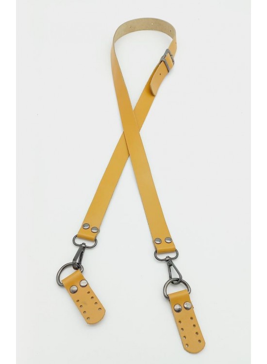 Çanta Aksesuar Gerçek Deri Ayarlı Uzun Sap 2.3X130 Hardal Füme Metalli