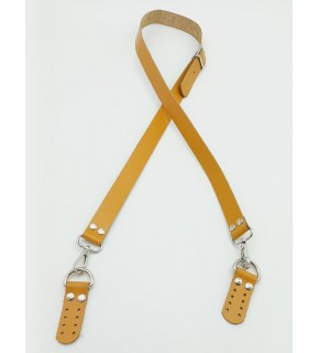 Çanta Aksesuar Gerçek Deri Ayarlı Uzun Sap 2.3X130 Hardal Gümüş Metalli