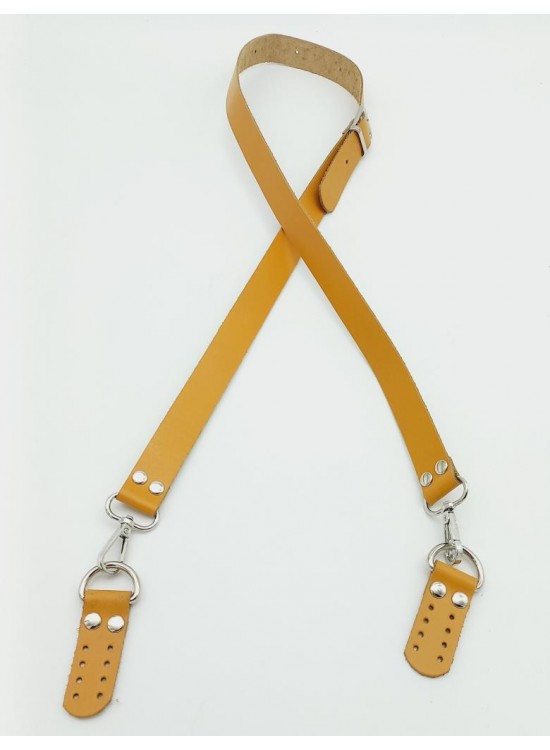 Çanta Aksesuar Gerçek Deri Ayarlı Uzun Sap 2.3X130 Hardal Gümüş Metalli