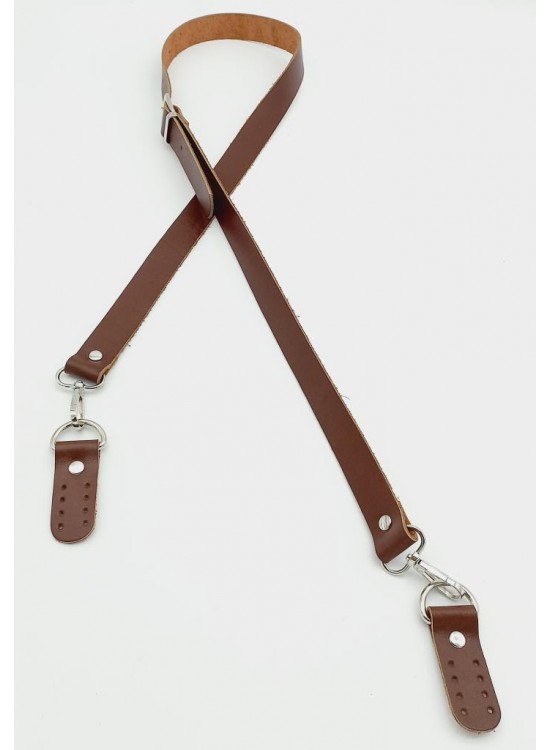 Çanta Aksesuar Gerçek Deri Ayarlı Uzun Sap 2.3X130 Kahverengi Gümüş Metalli