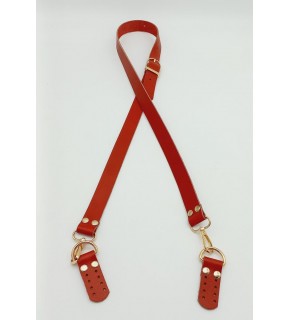 Çanta Aksesuar Gerçek Deri Ayarlı Uzun Sap 2.3X130 Kırmızı Light Gold Metalli
