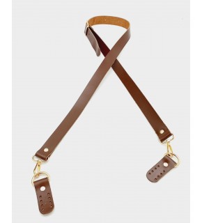 Çanta Aksesuar Gerçek Deri Ayarlı Uzun Sap 2.3X130 Kızıl Kahve Light Gold Metalli