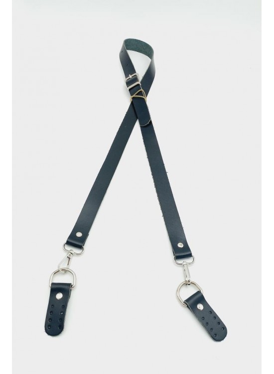 Çanta Aksesuar Gerçek Deri Ayarlı Uzun Sap 2.3X130 Siyah Gümüş Metalli
