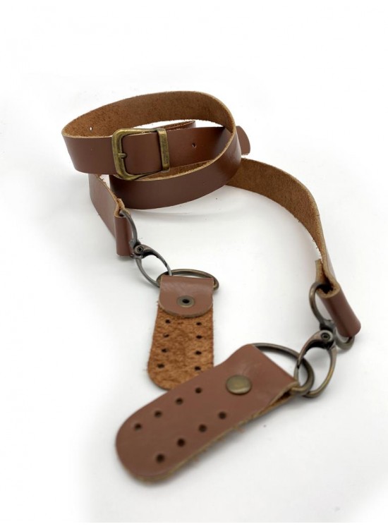 Çanta Aksesuar Gerçek Deri Ayarlı Uzun Sap 2.3X130 Sütlü Kahve Antik Metal