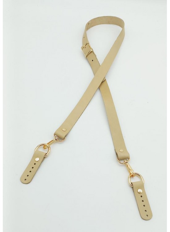 Çanta Aksesuar Gerçek Deri Ayarlı Uzun Sap 2X130 Ham (Doğal) Light Gold Metalli