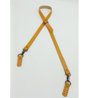 Çanta Aksesuar Gerçek Deri Ayarlı Uzun Sap 2X130 Hardal Antik Metalli