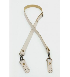 Çanta Aksesuar Gerçek Deri Ayarlı Uzun Sap 2X130 Krem Antik Metalli