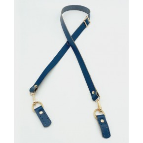 Çanta Aksesuar Gerçek Deri Ayarlı Uzun Sap 2X130 Lacivert Light Gold Metalli