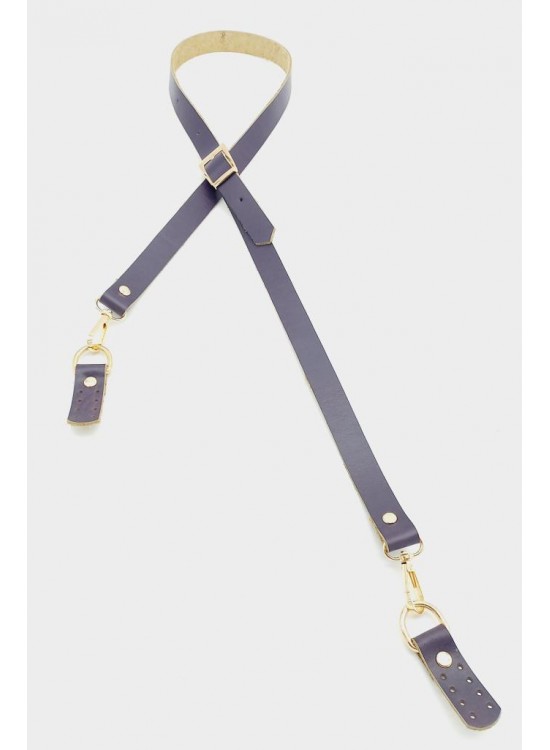 Çanta Aksesuar Gerçek Deri Ayarlı Uzun Sap 2X130 Mor Light Gold Metalli