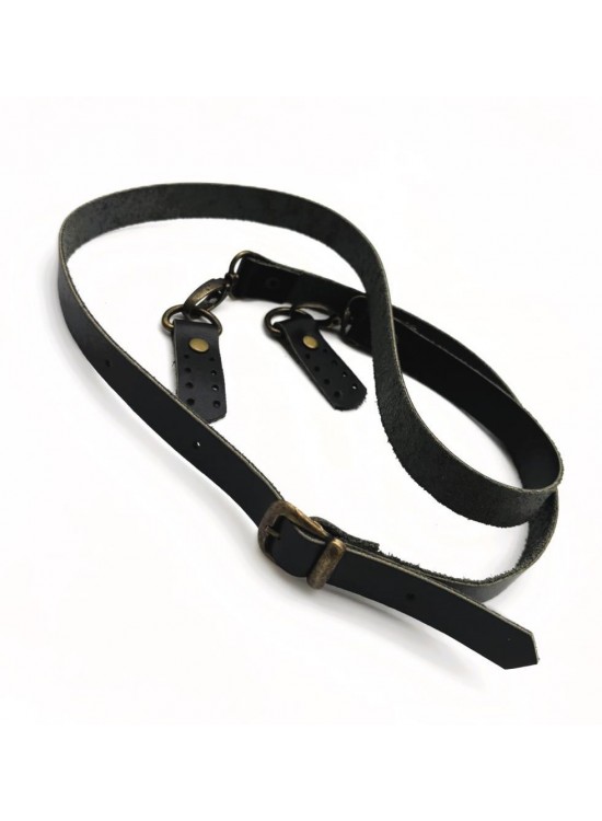 Çanta Aksesuar Gerçek Deri Ayarlı Uzun Sap 2X130 Siyah Antik Metalli