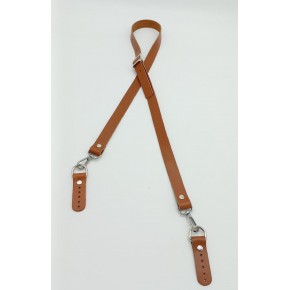 Çanta Aksesuar Gerçek Deri Ayarlı Uzun Sap 2X130 Taba Gümüş Metalli