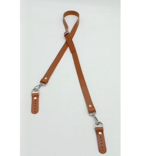 Çanta Aksesuar Gerçek Deri Ayarlı Uzun Sap 2X130 Taba Gümüş Metalli