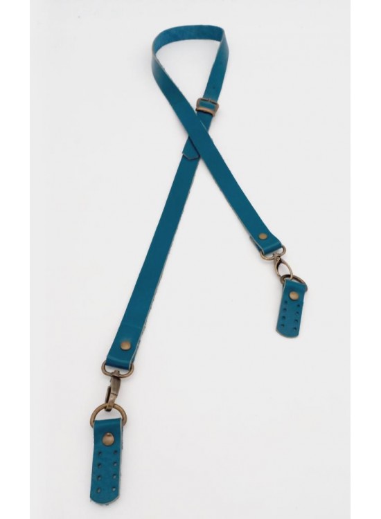 Çanta Aksesuar Gerçek Deri Ayarlı Uzun Sap 2X130 Turkuaz Antik Metalli