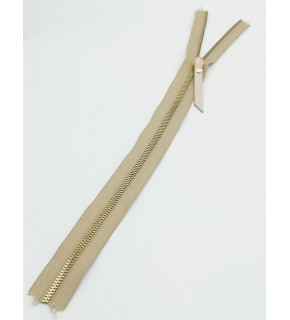 Çanta Aksesuar Gerçek Deri Başlıklı Bej Fermuar 40 Cm Light Gold Metal