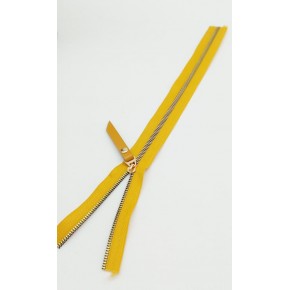 Çanta Aksesuar Gerçek Deri Başlıklı Hardal Fermuar 40 Cm Light Gold Metal