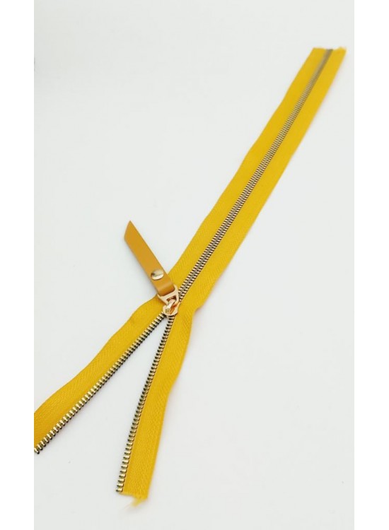 Çanta Aksesuar Gerçek Deri Başlıklı Hardal Fermuar 40 Cm Light Gold Metal