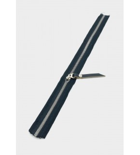 Çanta Aksesuar Gerçek Deri Başlıklı Siyah Fermuar 40 Cm Gümüş Metal