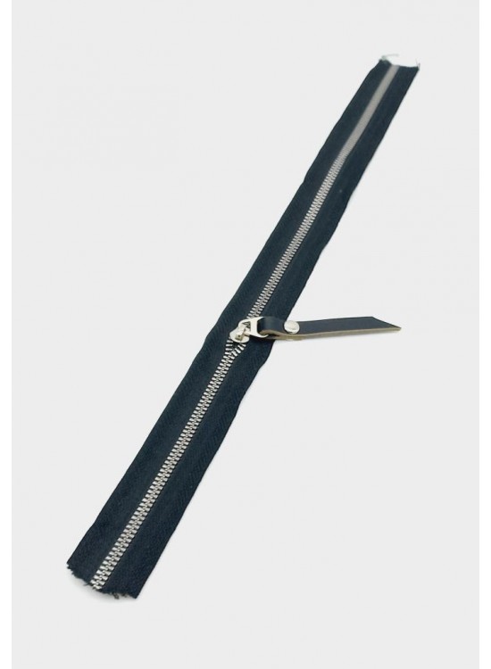 Çanta Aksesuar Gerçek Deri Başlıklı Siyah Fermuar 40 Cm Gümüş Metal